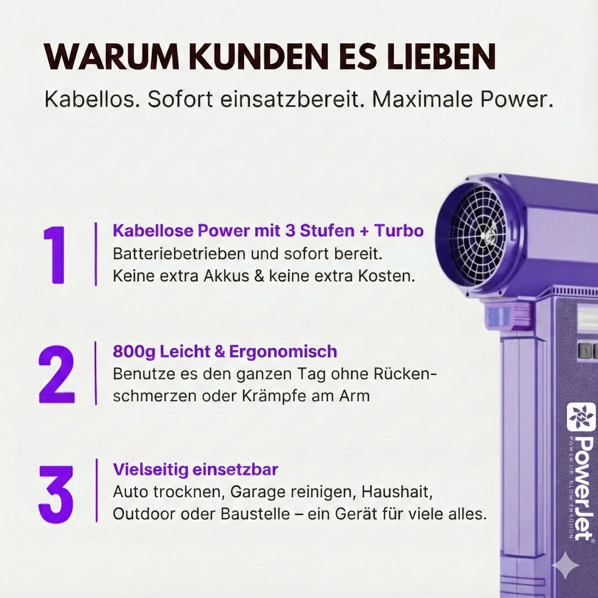 PowerJet Luftgebläse Lila