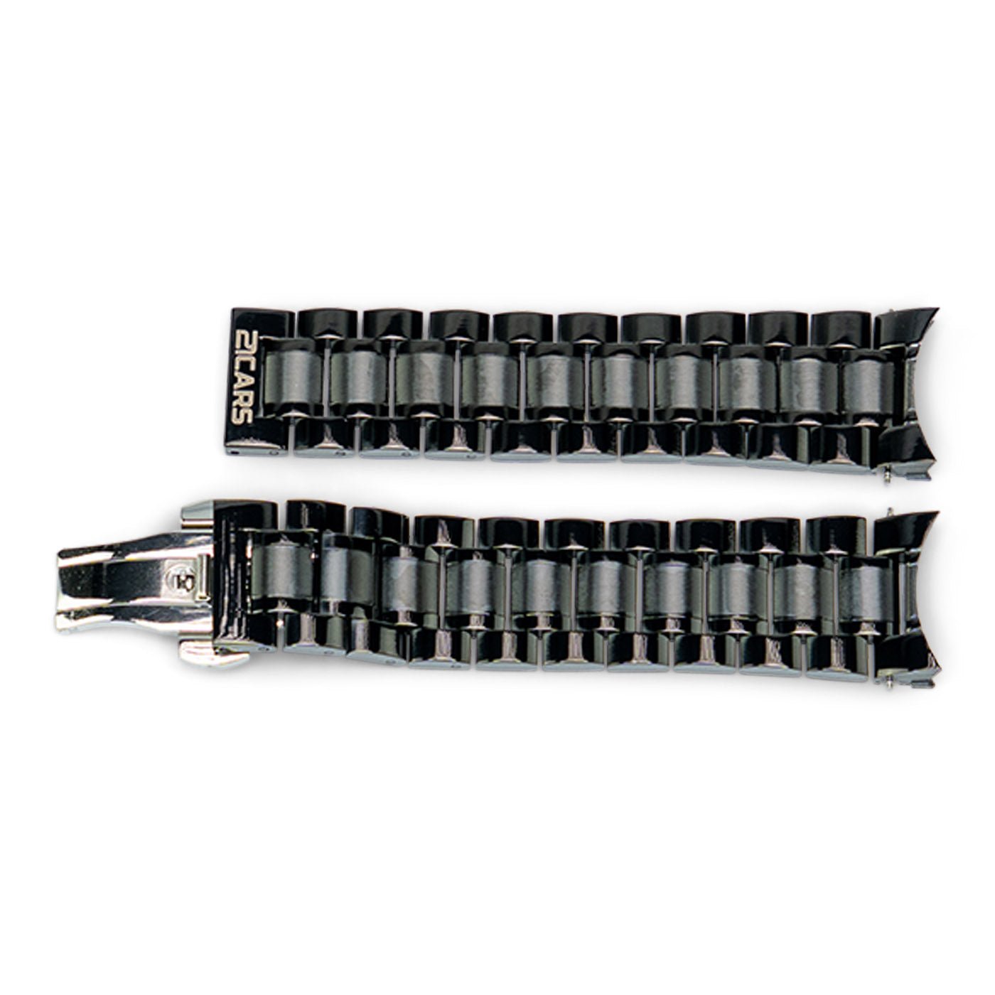 Metall Armband mit Butterfly Verschluss | Schwarz - 21CARS - W - 21 - 31 - 009 - Butterfly - Schwarz -