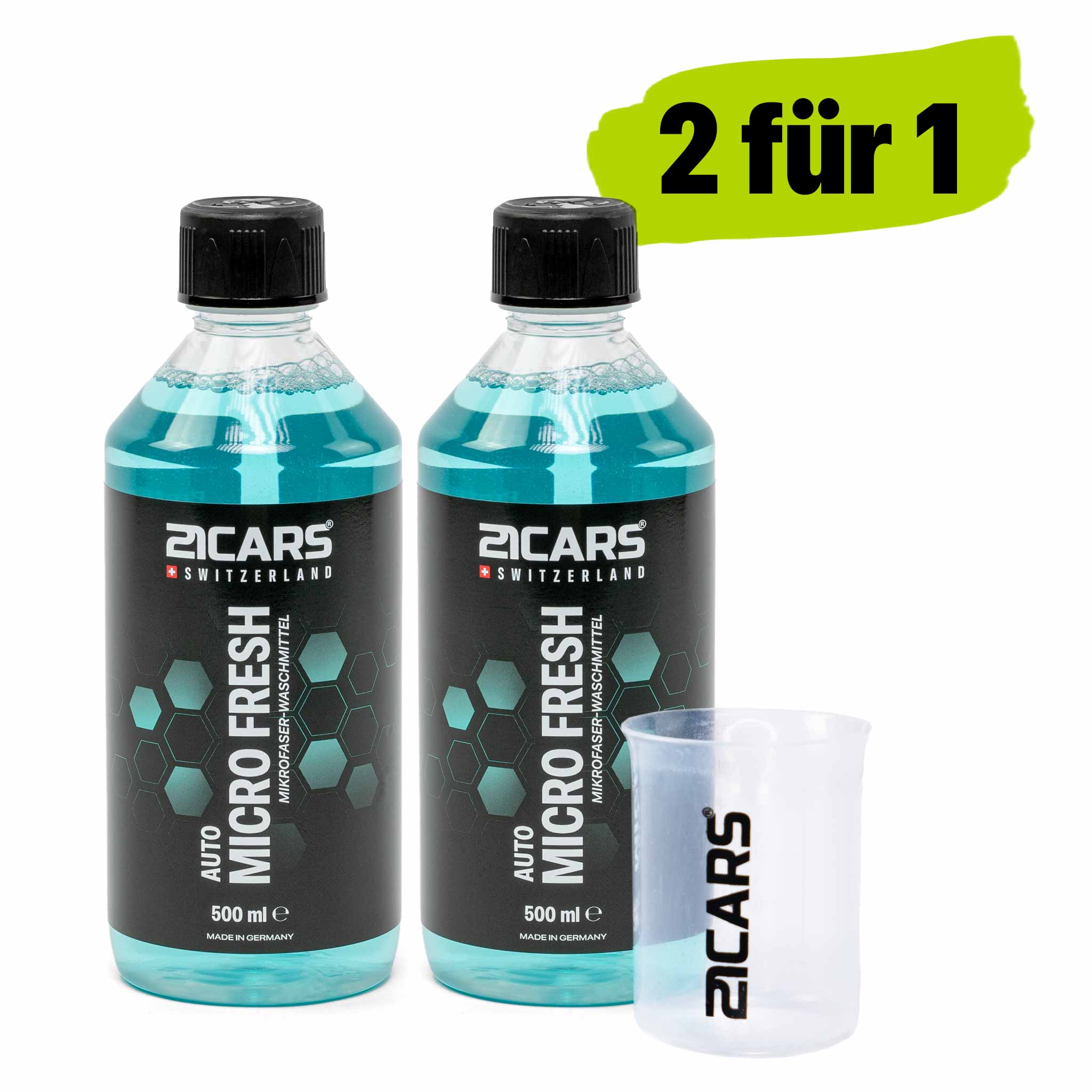Microfaser Waschmittel 0.5 Liter – 2 für 1 Aktion mit kostenlosem Messbecher - 21CARS - 21 - 33 - 009 - 05 - Set - 1 - 0710497361439