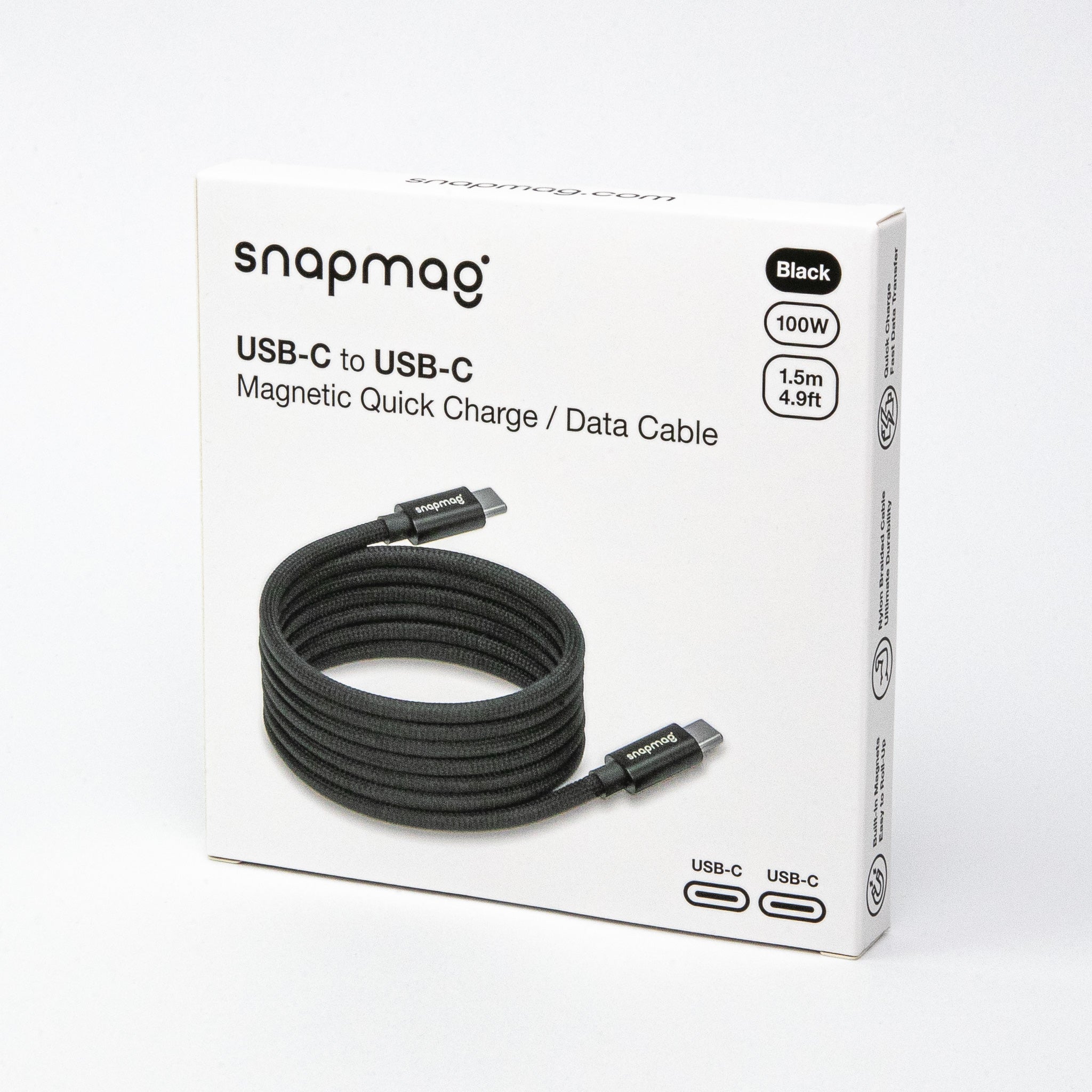 USB - C to C | iPhone 15, Android | Alle Typ C Geräte | 1.5 m | BLACK EDITION - snapmag - SN - C - C - 002 - 1.5 - 0710497361026
