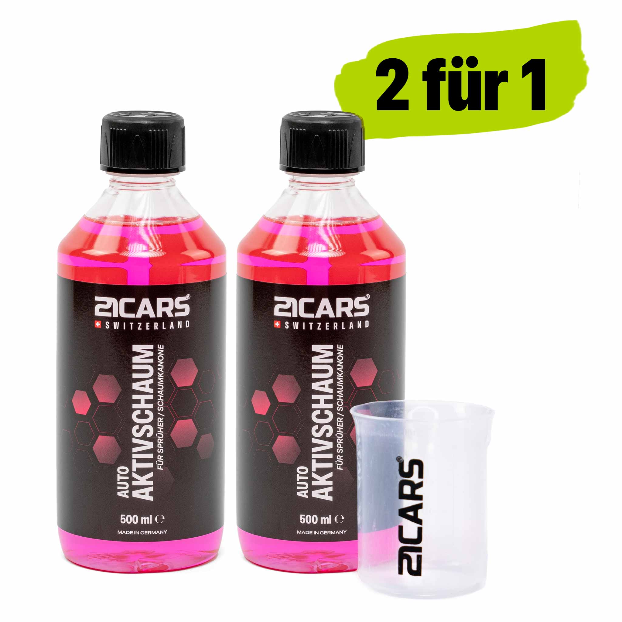 Aktivschaum 0.5 Liter – 2 für 1 Aktion mit kostenlosem Messbecher - 21CARS - 21 - 33 - 001 - 05 - Set - 2 - '0710497361415'