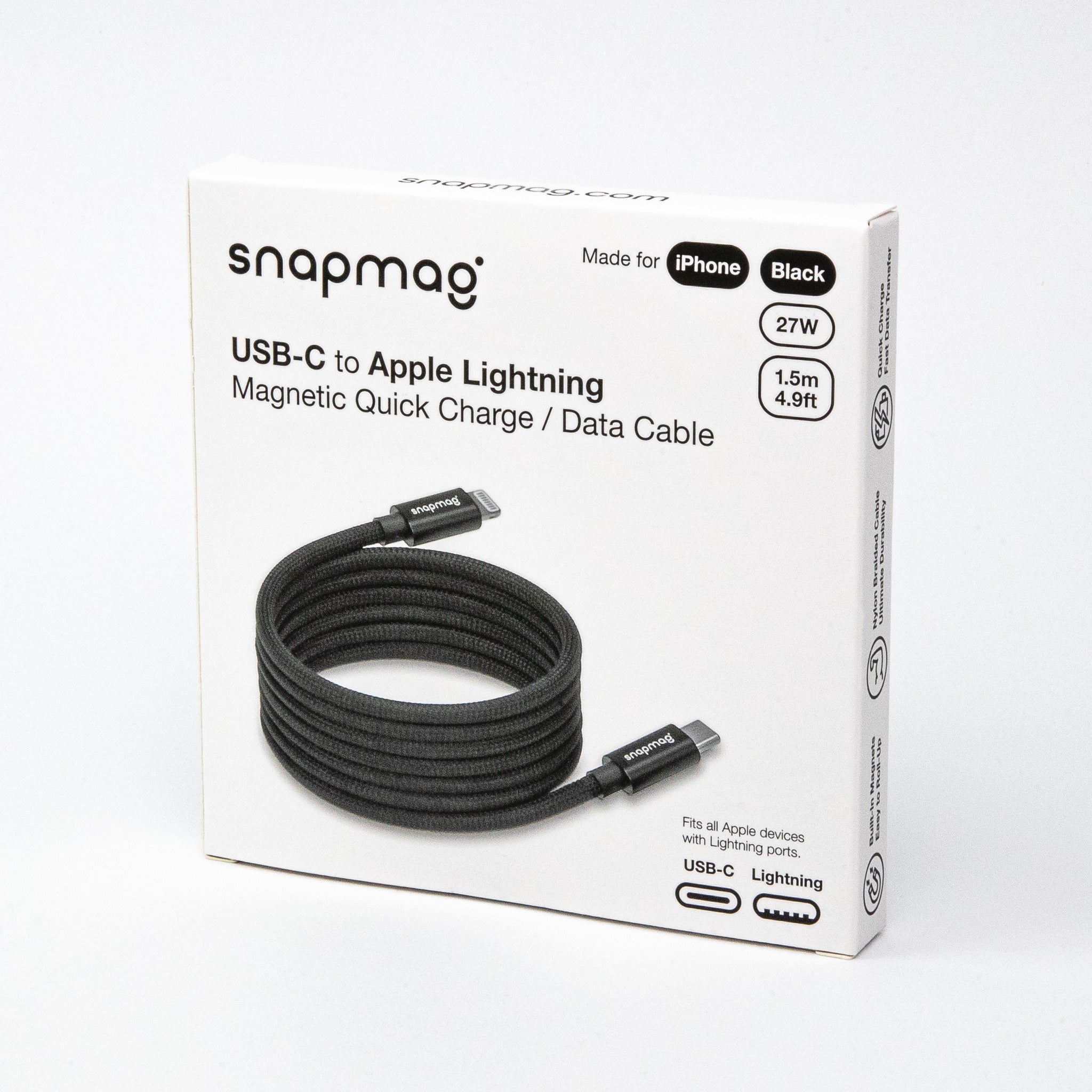 Da USB-C a Lightning | Tutti i dispositivi Apple Lightning | 1,5 m| EDIZIONE NERA - snapmag